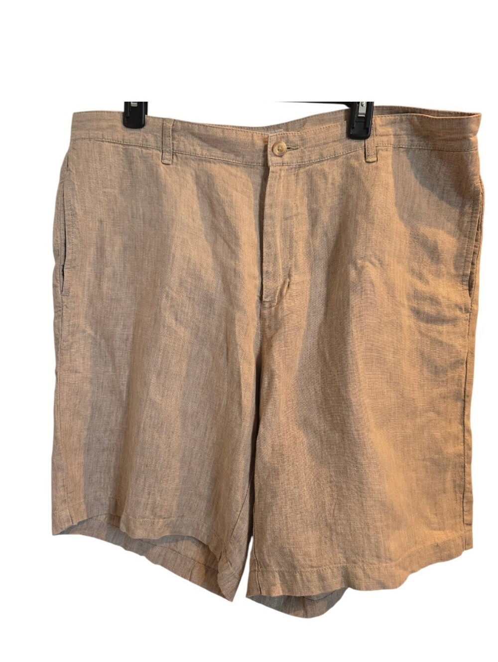 Medda Fella Men's Flat Front Linen-Blend Shorts in Light Tan